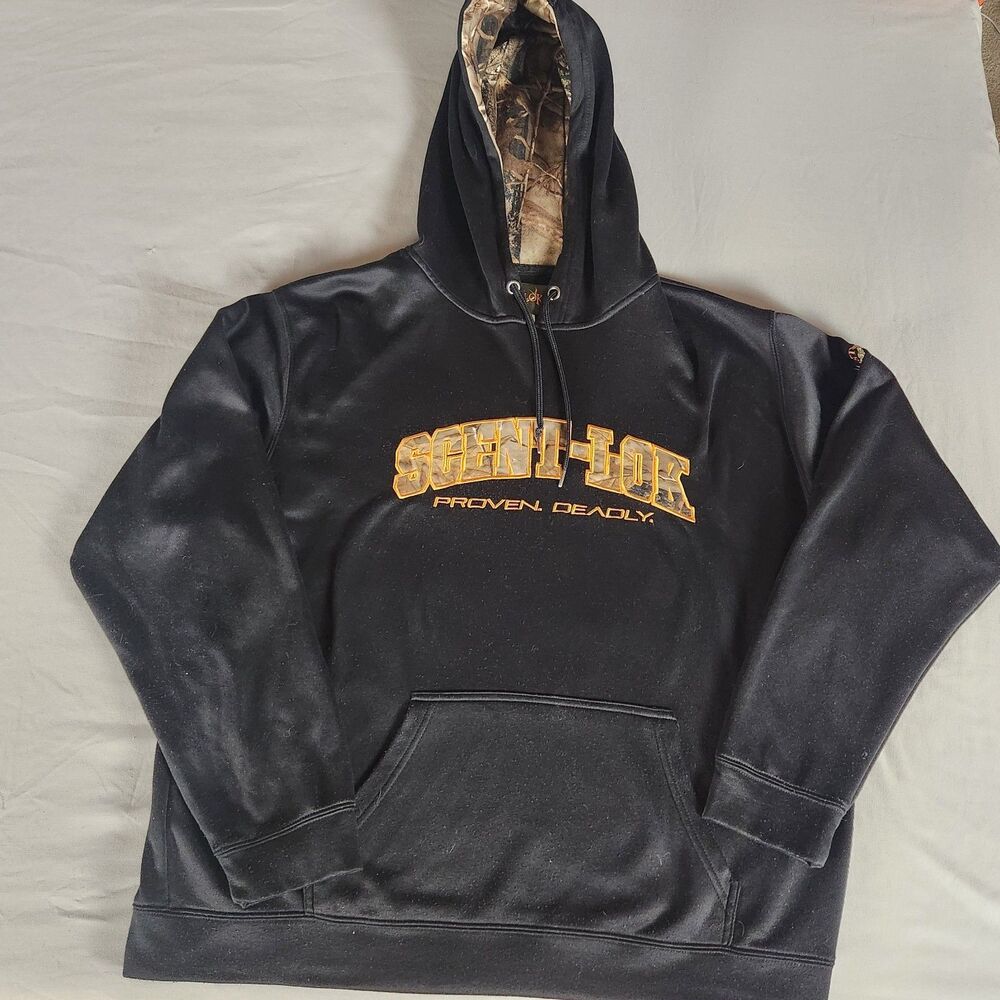 ScentLok Proven Deadly Hoodie Mens XL Black Camo Lined Hunting Sweatshirt
